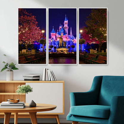 79435-MGV-CV-36X24-Disney Castle Wall Art Canvas Print, Framed Magic Kingdom Art Picture Print, Disney World Perfect Child Room Decor Artwork