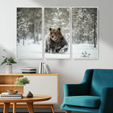 43350-MGV-CV-36X24-Wild Bear in Snow Wall Art – Majestic Wildlife Photography Print, Winter Forest Nature Decor for Cabin, Lodge, Rustic Home,