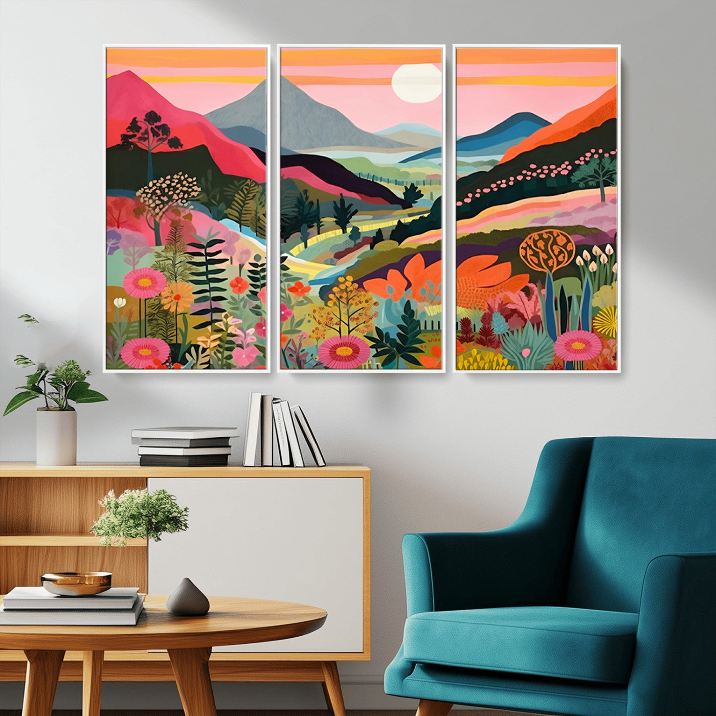 61376-MGV-CV-36X24-Floral Valley Wall Art – Panoramic Mountain Landscape Canvas Print, Vibrant Nature Decor for Living Room, Office, or Bedroom