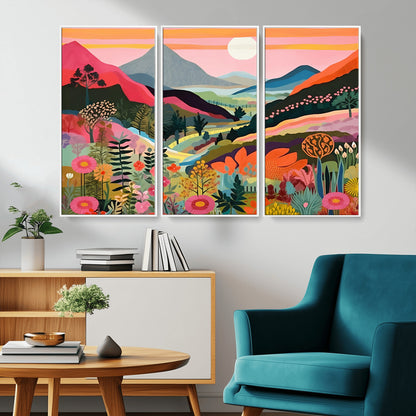 61376-MGV-CV-36X24-Floral Valley Wall Art – Panoramic Mountain Landscape Canvas Print, Vibrant Nature Decor for Living Room, Office, or Bedroom