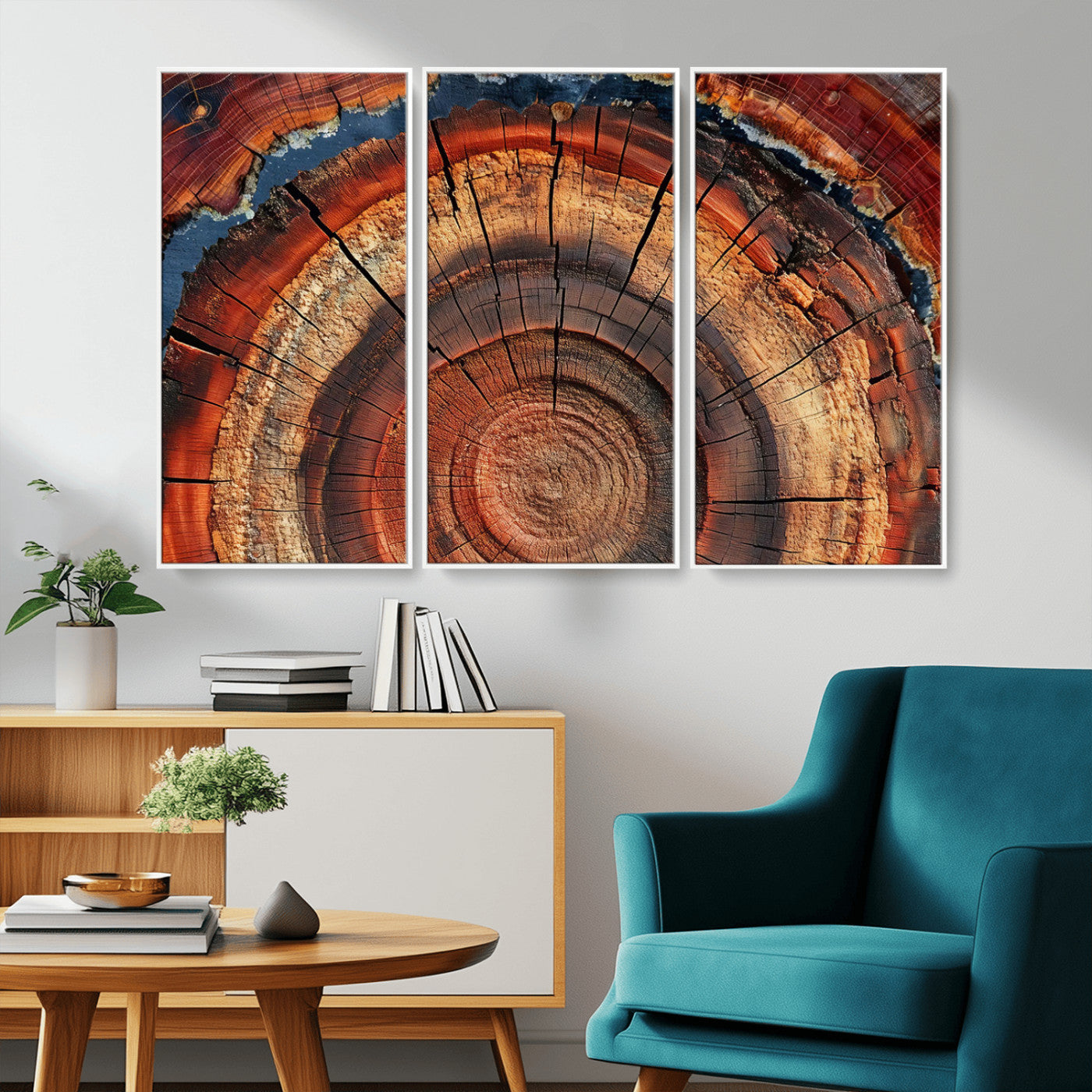 28555-MGV-CV-36X24-Tree Ring Wall Art – Rustic Wood Grain Canvas Print, Natural Texture Abstract Artwork Poster for Living Room, Bedroom, Office,