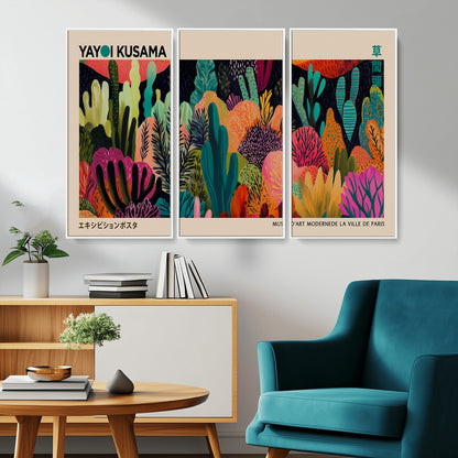 45711-MGV-CV-36X24-Yayoi Kusama Wall Art Canvas Print, Framed Abstract Yayoi Kusama Art Picture Print, Japanese Wabi Sabi Perfect Modern Abstract