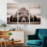 20611-MGV-CV-36X24-Grizzly Bear Wall Art – Majestic Wildlife Sepia Canvas Print, Rustic Nature Animal Artwork for Cabin, Lodge, Living Room, Bedroom,