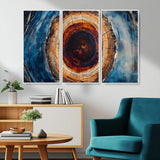 30457-MGV-CV-36X24-Tree Ring Wall Art – Abstract Wood Grain Canvas Print with Brown and Blue Swirl, Rustic Nature Inspired Artwork for Living Room,
