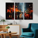 32816-MGV-CV-36X24-City Jazz Night Wall Art – Modern Abstract Urban Street Scene Canvas Print, Moody Music-Themed Decor for Living Room, Office, or