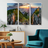 51582565-MGV-CV-36X24-Mountain Sunrise Panorama Wall Art – Scenic Landscape Canvas Print, Hiking Adventure Nature Photography, Large Mountain Range Wall