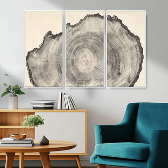 98921313-MGV-CV-36X24-Tree Ring Wall Art Canvas Print, Framed Wood Slice Art Picture Print, Minimalist Wood Perfect Rustic Academic Decor Artwork