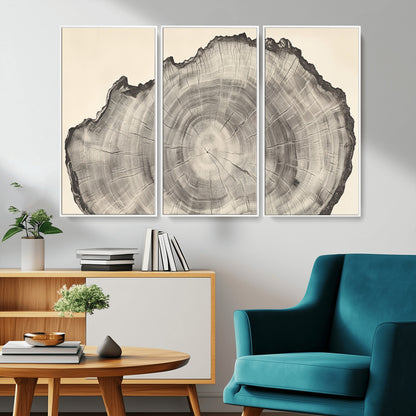 98921313-MGV-CV-36X24-Tree Ring Wall Art Canvas Print, Framed Wood Slice Art Picture Print, Minimalist Wood Perfect Rustic Academic Decor Artwork