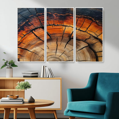65909987-MGV-CV-36X24-Rustic Tree Ring Wall Art – Nature Inspired Wooden Texture Canvas Print, Modern Abstract Artwork for Living Room, Bedroom, Office