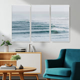 73969318-MGV-CV-36X24-Ocean Waves Wall Art Canvas Print, Framed Surfer Lineup Art Picture Print, Crowded Ocean Perfect Minimal Coastal Decor Artwork