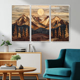 39116082-MGV-CV-36X24-Wood Mountain Landscape Wall Art Canvas Print, Framed Sunset Hills Art Picture Print, Abstract Nature Perfect Boho Decor Artwork