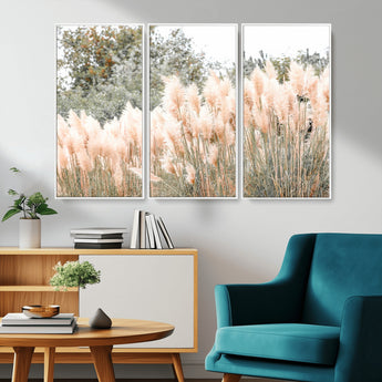21826392-MGV-CV-36X24-Pampas Grass Wall Art Canvas Print, Framed Soft Pampas Art Picture Print, Pastel Grasses Perfect Soft Neutral Boho Decor Artwork