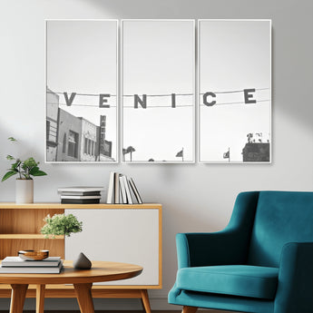 68254589-MGV-CV-36X24-Venice Sign Wall Art Canvas Print, Framed Venice Letters Art Picture Print, Los Angeles Perfect Minimalist Urban Decor Artwork