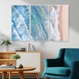17641845-MGV-CV-36X24-Aerial Ocean Wall Art Canvas Print, Framed Blue Waves Art Picture Print, Sandy Shoreline Perfect Modern Coastal Decor Artwork