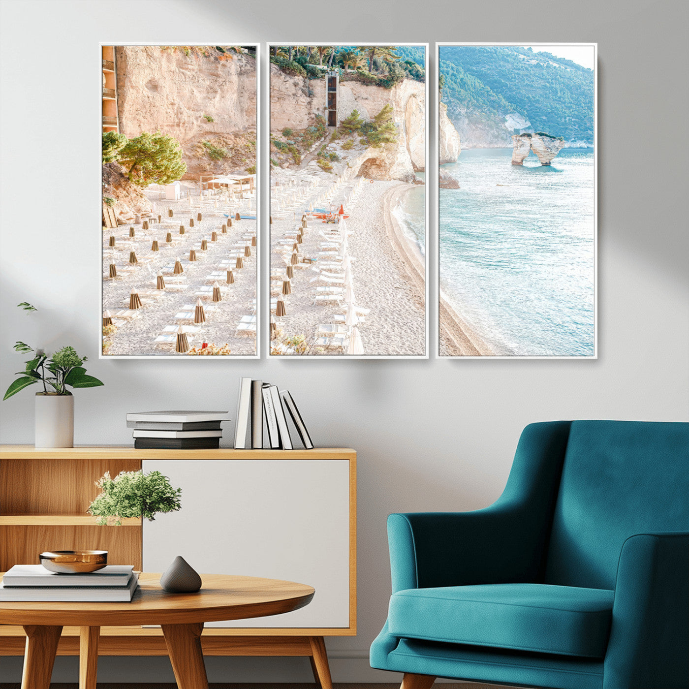 84816639-MGV-CV-36X24-Mediterranean Beach Wall Art Canvas Print, Framed Airy Coastal Art Picture Print, Summer Shore Perfect Coastal Retreat Decor