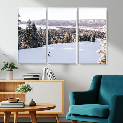 79857868-MGV-FC-48X32-3P_White-Snowy Mountain Wall Art Canvas Print, Framed Ski Slope Art Picture Print, Winter Forest Perfect Modern Rustic Decor Artwork