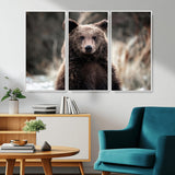 47112103-MGV-CV-36X24-Brown Bear Wall Art Canvas Print, Framed Forest Wildlife Art Picture Print, Woodland Bear Perfect Rustic Cabin Decor Artwork