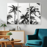 46641801-MGV-CV-36X24-Palm Tree Wall Art Canvas Print, Framed Black White Tropics Art Picture Print, Monochrome Palms Perfect Modern Tropical Minimalist