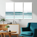 56345117-MGV-CV-36X24-Minimalist Surfing Wall Art Canvas Print, Framed Ocean Waves Art Picture Print, Soft Ocean Perfect Minimalist Coastal Decor