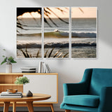 24896468-MGV-CV-36X24-Sunset Surf Wall Art Canvas Print, Framed Golden Waves Art Picture Print, Tropical Ocean Perfect Tropical Boho Decor Artwork