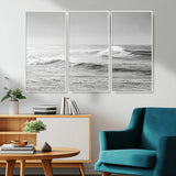 98634812-MGV-CV-36X24-Black and White Ocean Waves Wall Art – Minimalist Sea Canvas Print, Coastal Photography Decor for Living Room, Bedroom or Office
