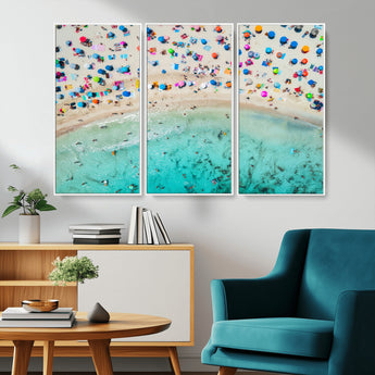 76172085-MGV-CV-36X24-Tropical Shoreline Wall Art Canvas Print, Framed Beach Relaxing Art Picture Print, Aerial Summer Perfect Coastal Vibrant Decor