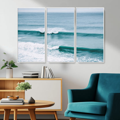 73692470-MGV-CV-36X24-Ocean Swell Wall Art Canvas Print, Framed Surf Waves Art Picture Print, Blue Water Perfect Coastal Dynamic Decor Artwork