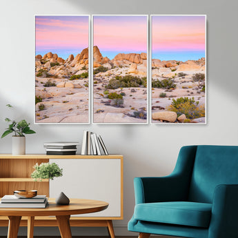 96167137-MGV-CV-36X24-Vibrant Sunset Sky Wall Art Canvas Print, Framed Joshua Tree Art Picture Print, Rugged Terrain Perfect Southwestern Boho Decor