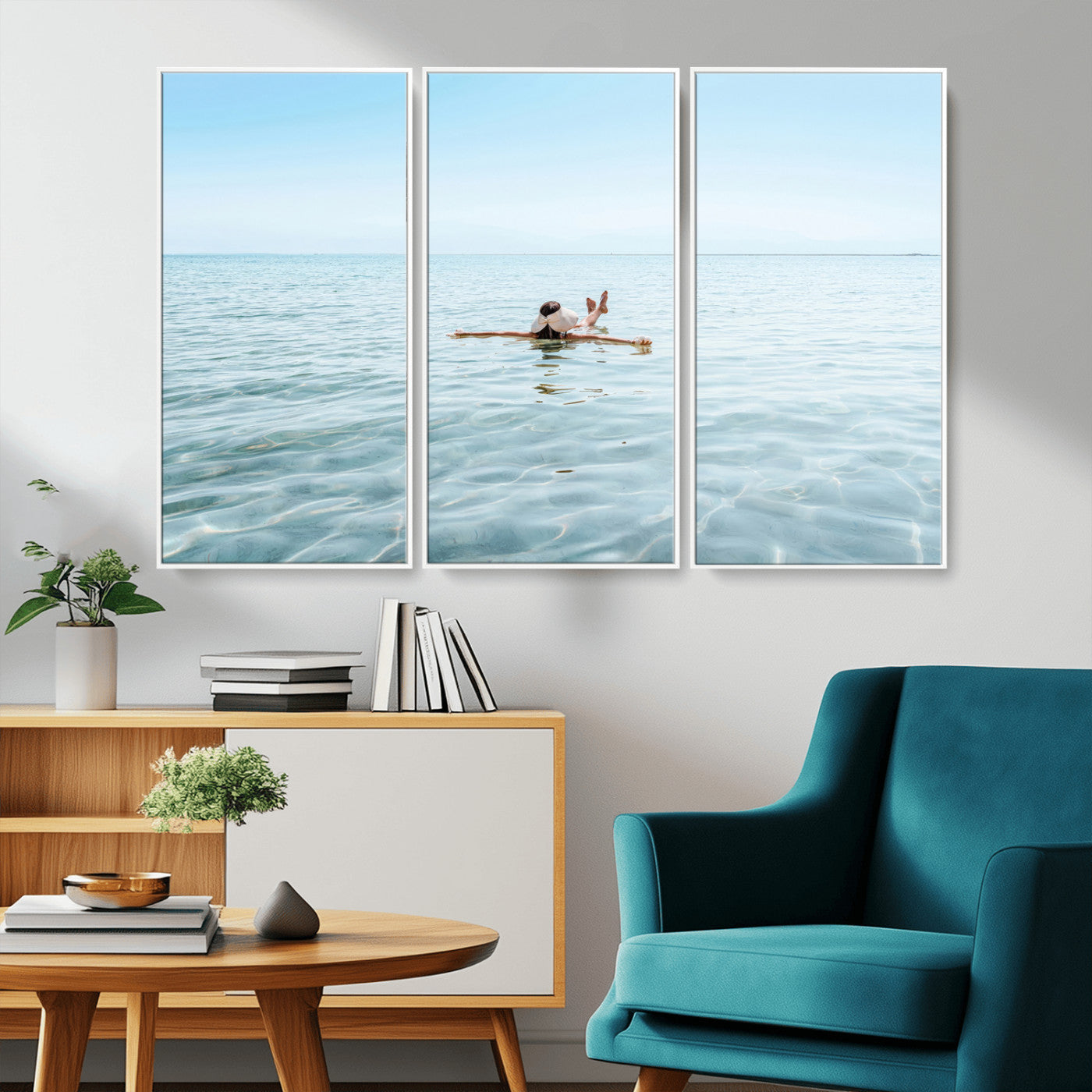 32624554-MGV-CV-36X24-Swimming Relaxation Wall Art Canvas Print, Framed Peaceful Water Art Picture Print, Clear Sea Perfect Minimalist Aquatic Decor