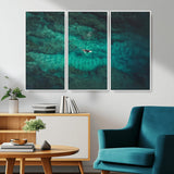 93287752-MGV-CV-36X24-Ocean Surf Wall Art Canvas Print, Framed Blue Waters Art Picture Print, Vibrant Seascape Perfect Coastal Adventure Decor Artwork