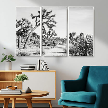 88164251-MGV-CV-36X24-Joshua Tree Wall Art Canvas Print, Framed Desert Path Art Picture Print, Monochrome Desert Perfect Minimalist Desert Decor Artwork
