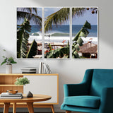 34722557-MGV-CV-36X24-Tropical Shoreline Wall Art Canvas Print, Framed Surfer Beach Art Picture Print, Coastal Surf Perfect Tropical Coastal Decor