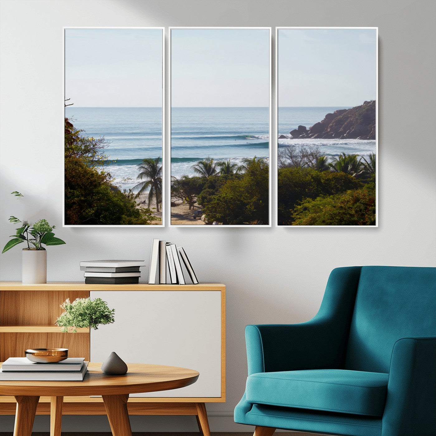 88336640-MGV-CV-36X24-Tropical Beach Scene Wall Art Canvas Print, Framed Coastal Photography Art Picture Print, Ocean Horizon Art Perfect Coastal Boho