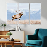 96024025-MGV-CV-36X24-Elk Photography Wall Art Canvas Print, Framed Mountain Wildlife Art Picture Print, Rustic Lodge Decor Perfect Rustic Lodge Decor
