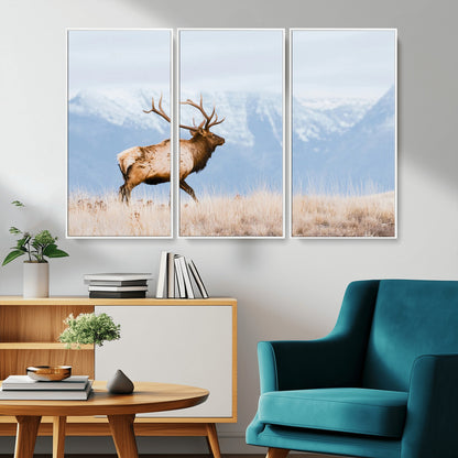 96024025-MGV-CV-36X24-Elk Photography Wall Art Canvas Print, Framed Mountain Wildlife Art Picture Print, Rustic Lodge Decor Perfect Rustic Lodge Decor