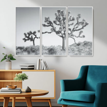 29996209-MGV-CV-36X24-Joshua Tree Art Wall Art Canvas Print, Framed Black White Landscape Art Picture Print, Desert Tree Decor Perfect Southwestern Boho
