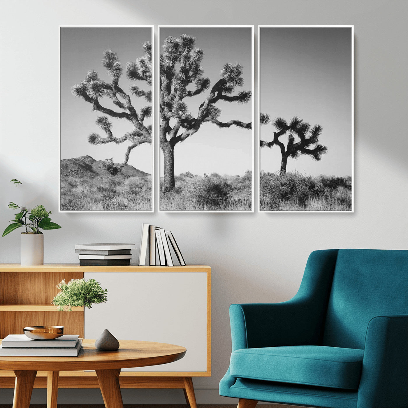 50975475-MGV-CV-36X24-Joshua Tree Art Wall Art Canvas Print, Framed Desert Tree Print Art Picture Print, Black White Nature Perfect Southwestern Boho