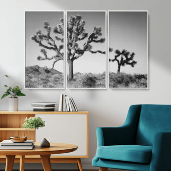 50975475-MGV-CV-36X24-Joshua Tree Art Wall Art Canvas Print, Framed Desert Tree Print Art Picture Print, Black White Nature Perfect Southwestern Boho