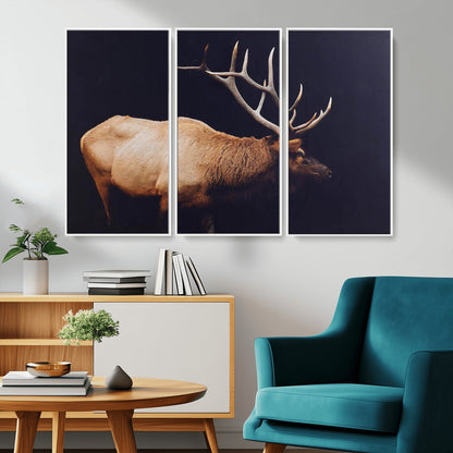 89239257-MGV-CV-36X24-Bull Elk Decor Wall Art Canvas Print, Framed Elk Photography Art Picture Print, Rustic Wildlife Perfect Rustic Lodge Decor Artwork