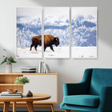 58512275-MGV-CV-36X24-Cowboy Aesthetic Wall Art Canvas Print, Framed Neutral Animal Theme Art Picture Print, Bison Ranch Style Perfect Rustic Western