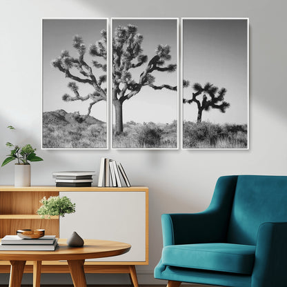 93692513-MGV-CV-36X24-Joshua Tree Wall Art Canvas Print, Framed Monochrome Desert Art Picture Print, Minimalist Nature Scene Perfect Southwestern
