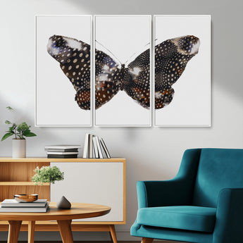 99831147-MGV-CV-36X24-Spotted Butterfly Wall Art Canvas Print, Framed Neutral Insect Theme Art Picture Print, Earthy Wing Pattern Perfect Modern Rustic