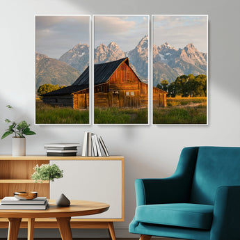 31771014-MGV-CV-36X24-Rustic Barn Wall Art Canvas Print, Framed Western Landscape Art Picture Print, Farmhouse Style Perfect Rustic Farmhouse Decor