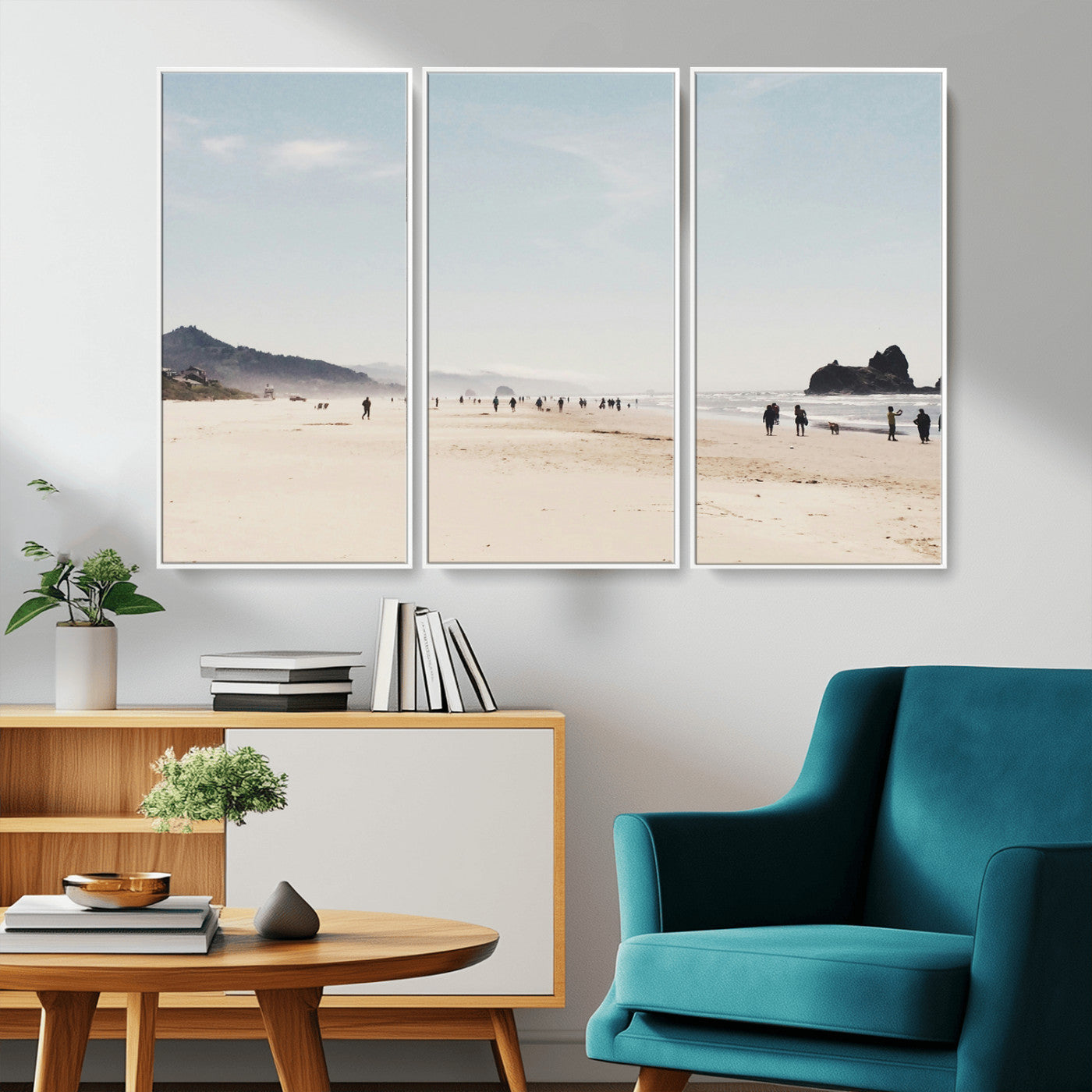 28307820-MGV-CV-36X24-Minimalist Beach Wall Art Canvas Print, Framed Coastal Serenity Art Picture Print, Soft Sand Perfect Modern Coastal Decor Artwork