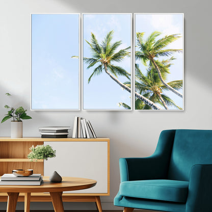 54719115-MGV-CV-36X24-Palm Trees Wall Art Canvas Print, Framed Tropical Aesthetic Art Picture Print, Coastal Serenity Perfect Tropical Minimalist Decor