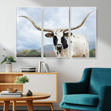 63592811-MGV-CV-36X24-Texas Longhorn Wall Art Canvas Print, Framed Western Rustic Art Picture Print, Farmhouse Decor Perfect Rustic Farmhouse Decor