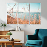 36108696-MGV-CV-36X24-Coastal Grass Wall Art – Serene Ocean View Canvas Print, Beach Nature Photography Decor for Living Room, Bedroom, Office or Modern