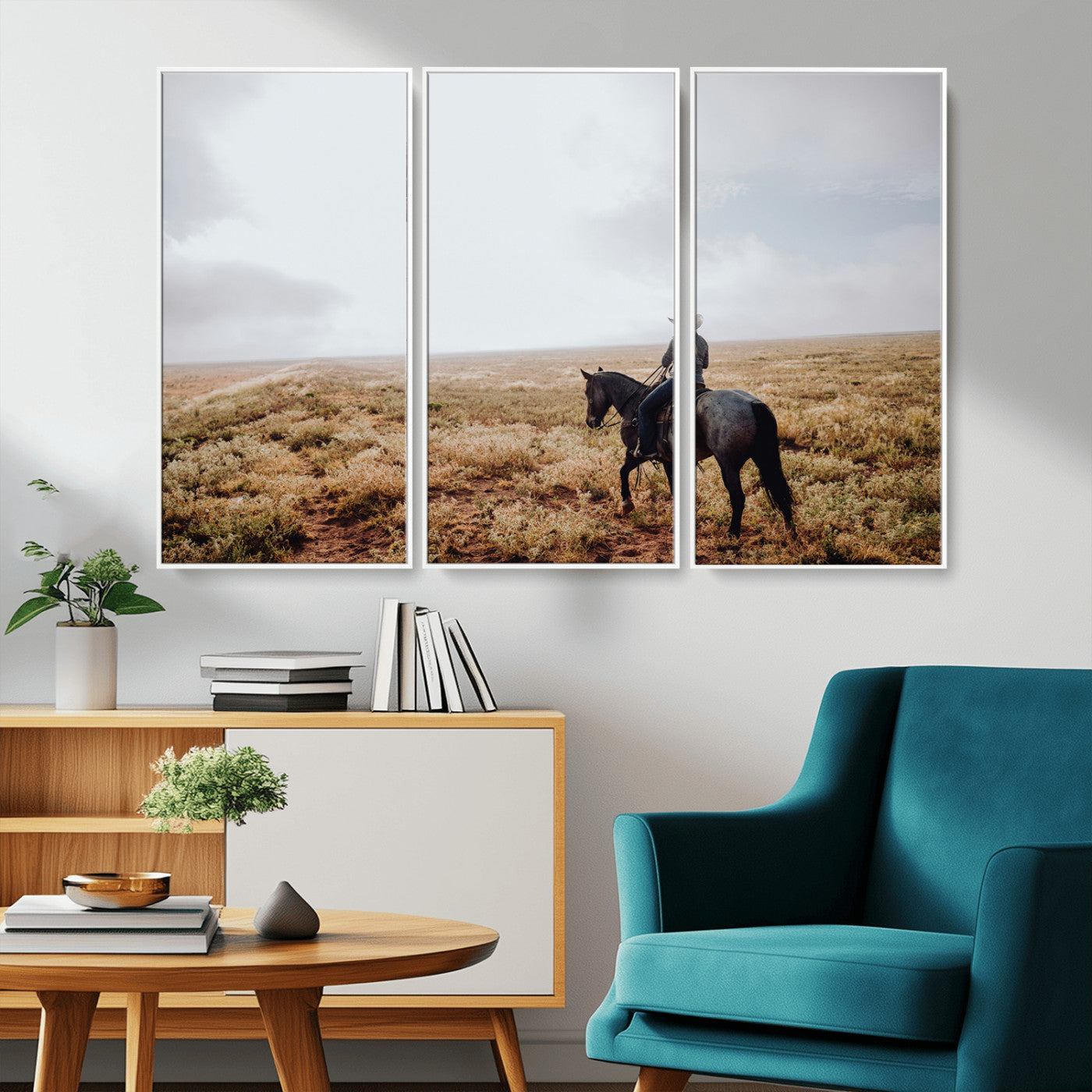 57597730-MGV-CV-36X24-Cowboy Wall Art Wall Art Canvas Print, Framed Western Canvas Art Picture Print, Rustic Ranch Scene Perfect Rustic Western Decor