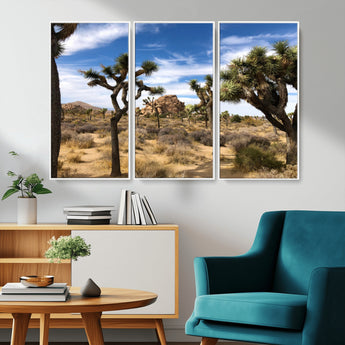25722592-MGV-CV-36X24-Joshua Tree Desert Wall Art Canvas Print, Framed Southwestern Nature Art Picture Print, Rustic Earth Tones Perfect Southwestern