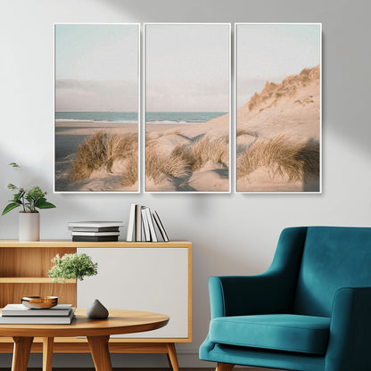 28064037-MGV-CV-36X24-Minimalist Seascape Wall Art Canvas Print, Framed Neutral Beach Print Art Picture Print, Sand Dune Photography Perfect